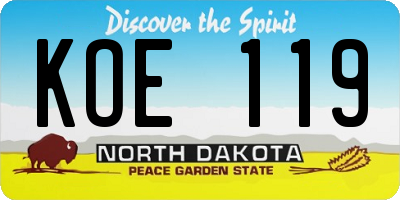 ND license plate KOE119
