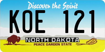 ND license plate KOE121