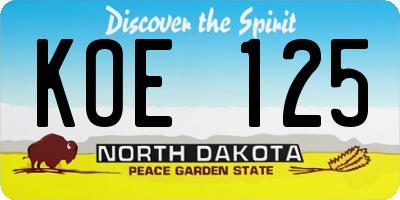 ND license plate KOE125