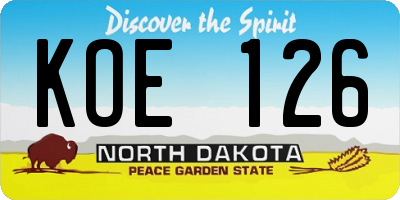 ND license plate KOE126