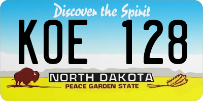 ND license plate KOE128