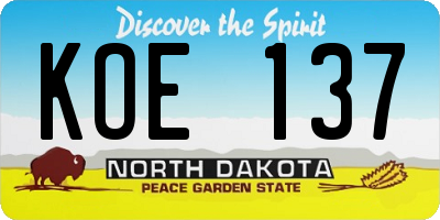 ND license plate KOE137