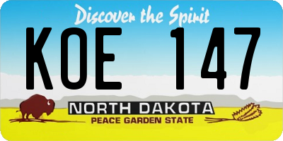 ND license plate KOE147