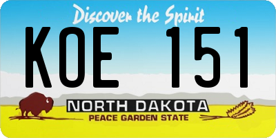 ND license plate KOE151