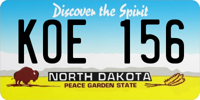 ND license plate KOE156