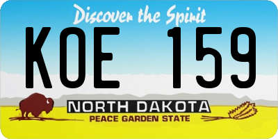 ND license plate KOE159