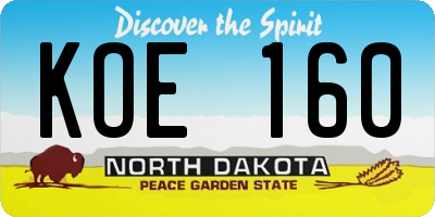 ND license plate KOE160