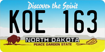 ND license plate KOE163