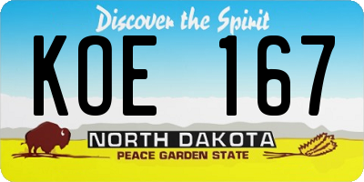 ND license plate KOE167