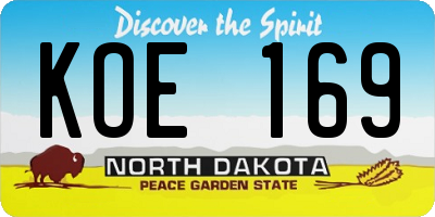 ND license plate KOE169