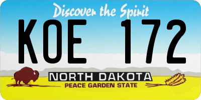 ND license plate KOE172