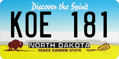 ND license plate KOE181