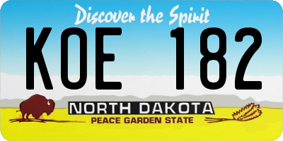 ND license plate KOE182