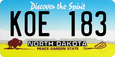 ND license plate KOE183