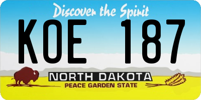 ND license plate KOE187