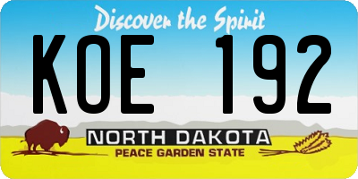ND license plate KOE192
