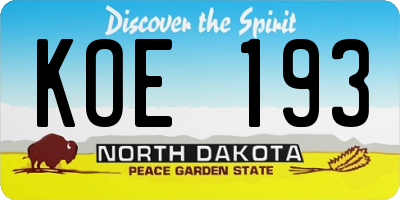 ND license plate KOE193