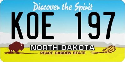ND license plate KOE197