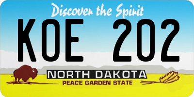 ND license plate KOE202