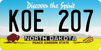 ND license plate KOE207