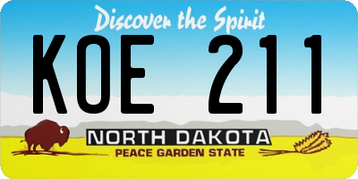 ND license plate KOE211