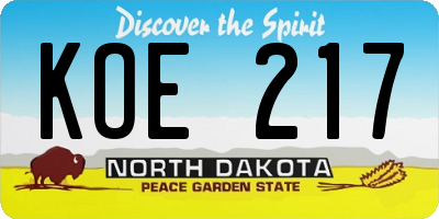 ND license plate KOE217