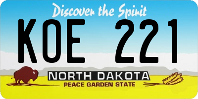 ND license plate KOE221