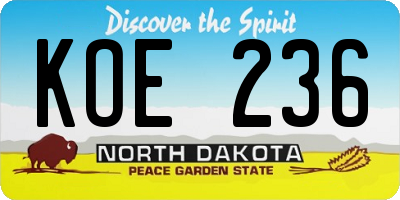 ND license plate KOE236
