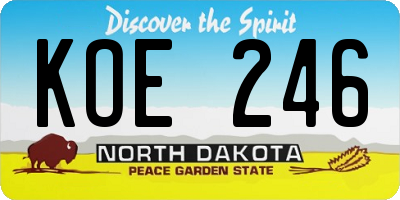 ND license plate KOE246