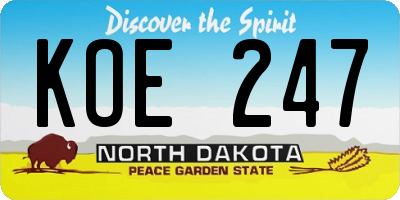 ND license plate KOE247