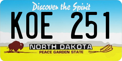 ND license plate KOE251