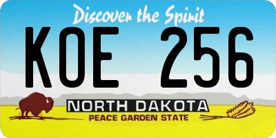 ND license plate KOE256