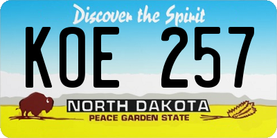 ND license plate KOE257