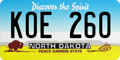 ND license plate KOE260