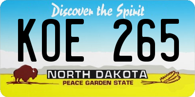 ND license plate KOE265