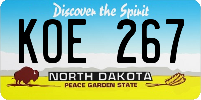 ND license plate KOE267