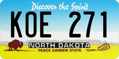 ND license plate KOE271