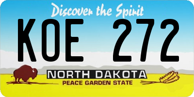 ND license plate KOE272