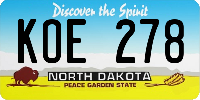 ND license plate KOE278