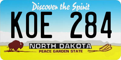 ND license plate KOE284