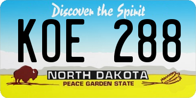 ND license plate KOE288