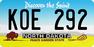 ND license plate KOE292