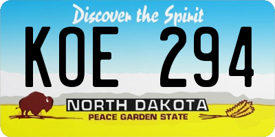ND license plate KOE294
