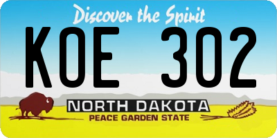 ND license plate KOE302