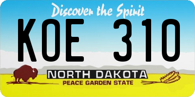 ND license plate KOE310