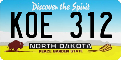 ND license plate KOE312