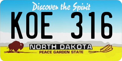 ND license plate KOE316