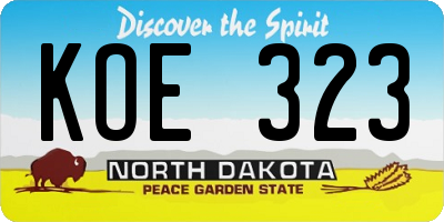 ND license plate KOE323