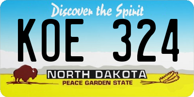 ND license plate KOE324