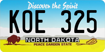ND license plate KOE325